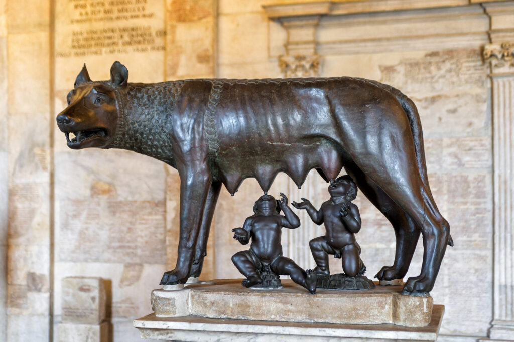 Kapitolinische Wölfin. Romulus und Remus